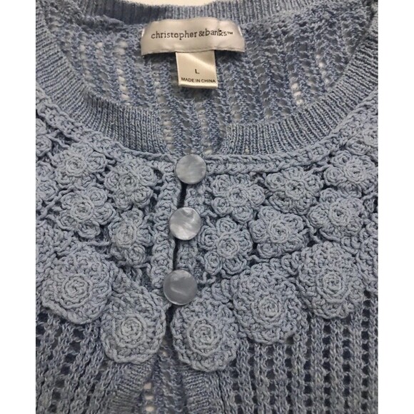 Christopher & Banks Women's Cardigan Sweater Size M Blue Color - Picture 9 of 13